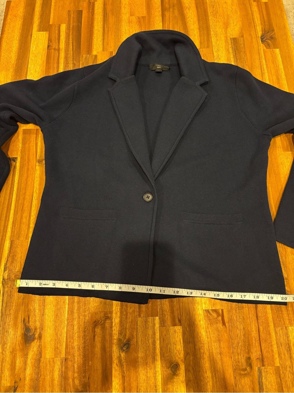 J. Crew Cropped Single-Button Sweater Blazer Knit Cotton Navy Blue Medium - Picture 11 of 14